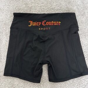 NWOT Juicy Couture Sport Black Biker Shorts Size L Embellished Shiny Back Logo